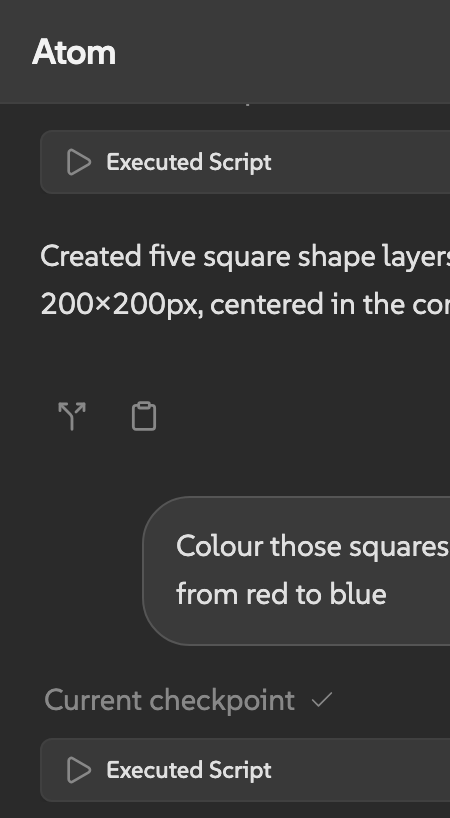 Checkpoint bubble in the chat timeline