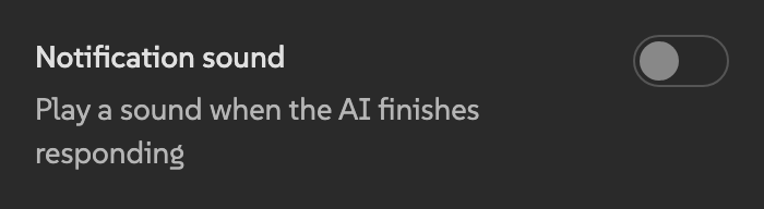 Notification sound toggle in Atom Settings